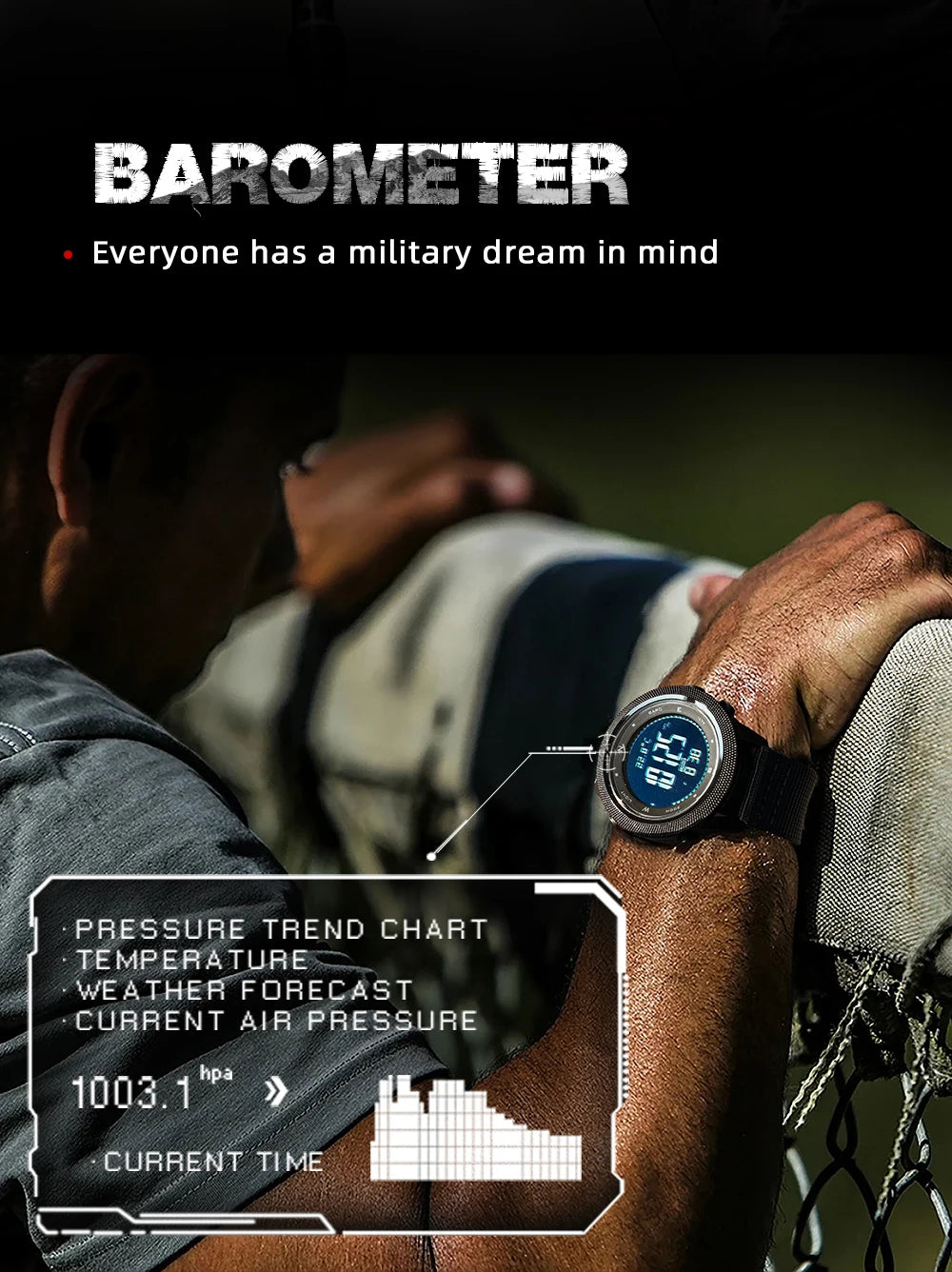 NORTH EDGE Smart Watch For Men Altimeter Barometer Thermometer Compass Military Digital Clock Outdoor Smartwatch Waterproof 50m