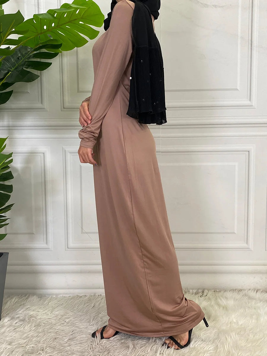 Muslim Middle East new fashion base solid color dress Dubai Turkey Arab elegant popular women's dress