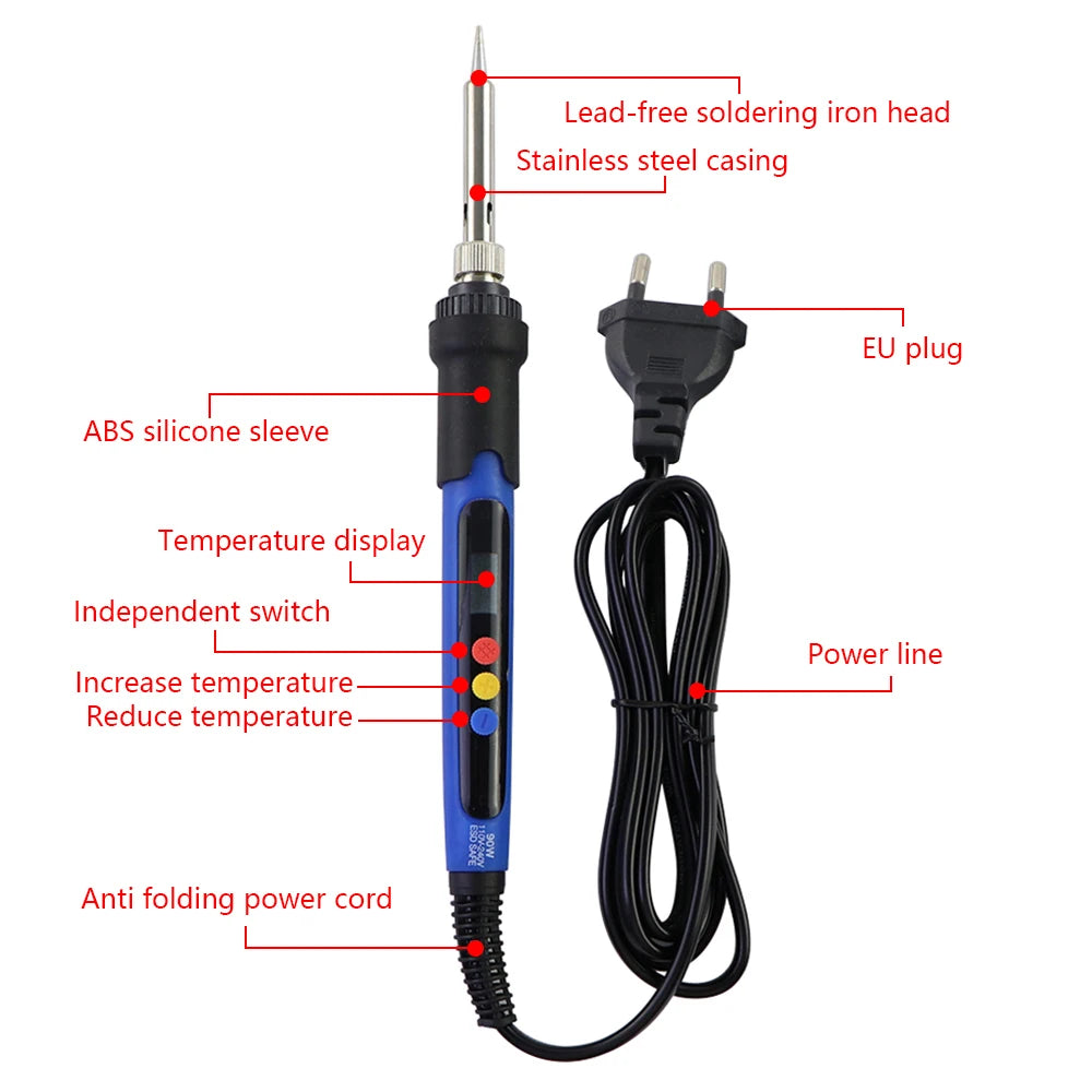90W Digital Electric Soldering Iron Set With Adjustable Temperature Fast Heat Electronic Repair Tool With Soldering Iron Head