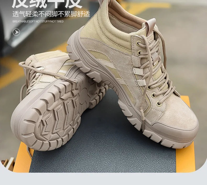 2024 High-top work safety boots men's steel toe work shoes indestructible anti-smashing anti-puncture work sneakers