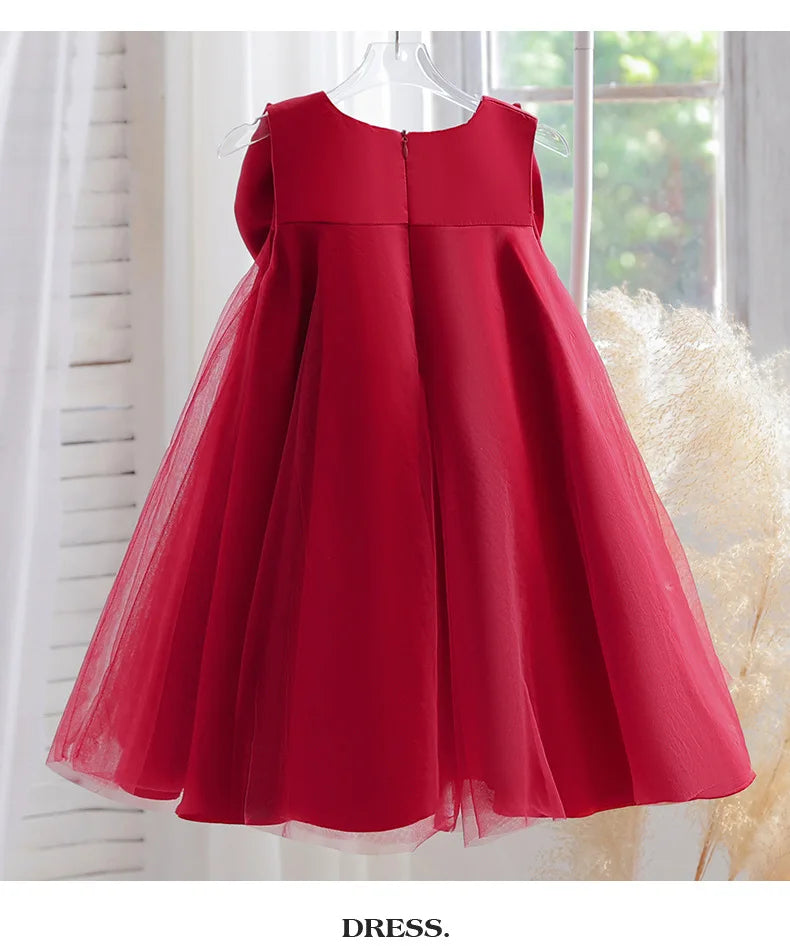 2 3 4 5 6 7 8 Years Summer Girls Dress Sleeveless Bow Elegant Little Princess Dress Piano Performance Costumes New Kids Clothes