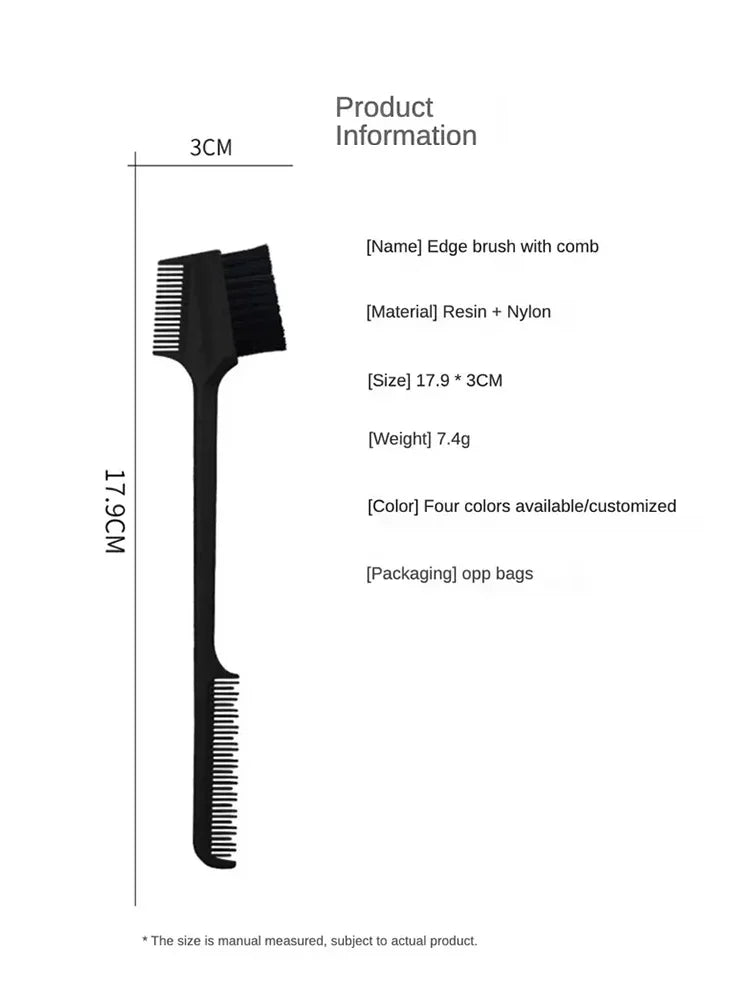 Three in One Edge Brush, Double-sided Edge Control Brush, Hair Salon Comb Brush, Beauty Tool Special for Real Hair Wigs