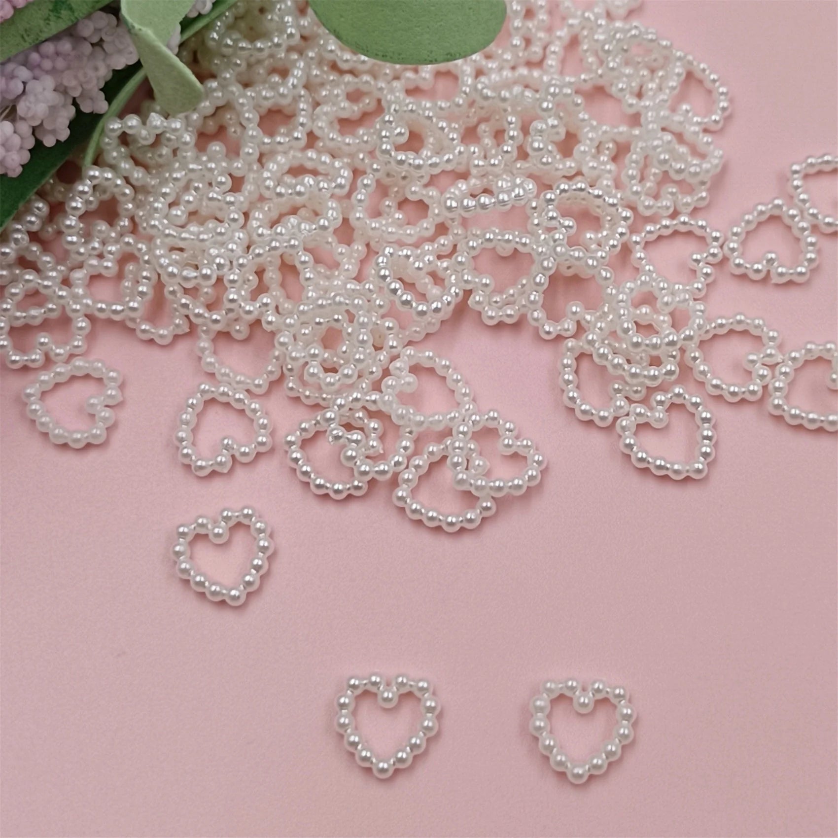 8-15mm 40pcs/pack Imitation Pearl Hollow Heart Star Flower Beads For Jewelry Making DIY Crafts Hairpin Material