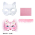 Therian Mask Set Blank Mask Half Face Hand Drawn Animal Cat Fox Mask DIY Handmade Graffiti Half Face Mask Party Christmas Gifts