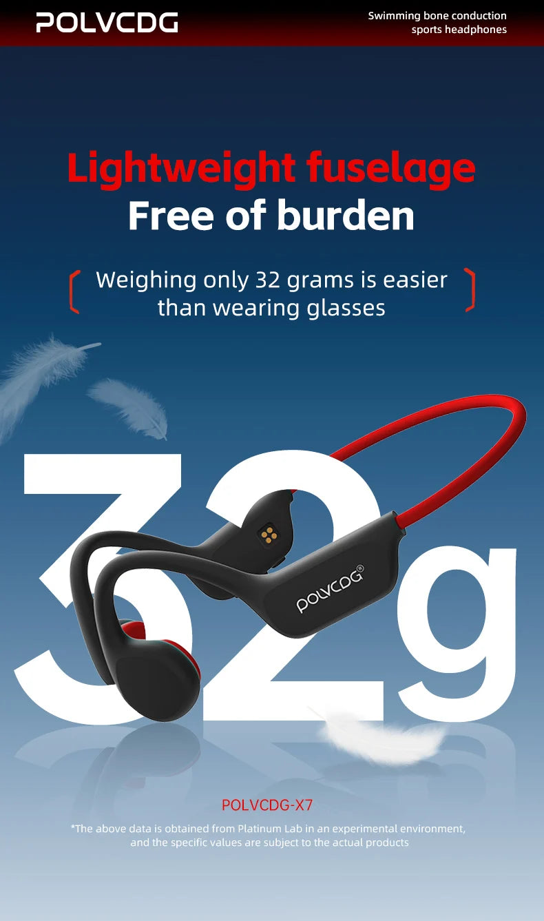 POLVCDG Bone Conduction Headset X7 IPX8 32GB Bluetooth 5.3 Wireless Headset with microphone Waterproof Swim 2023 New