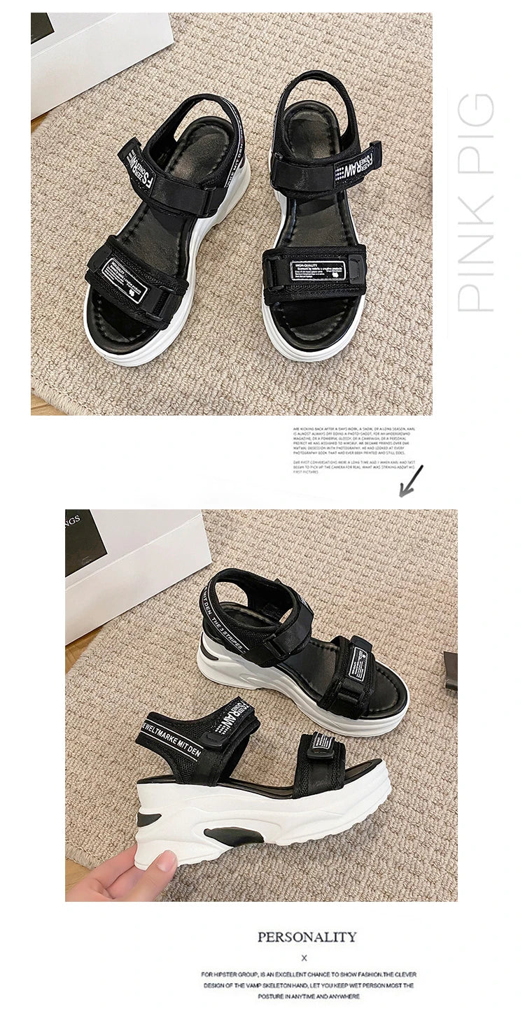 Sports Sandals for Women 2024 New Summer Fish Mouth Wedge Muffin Platform Daddy High Heels To Increase Women's Shoes