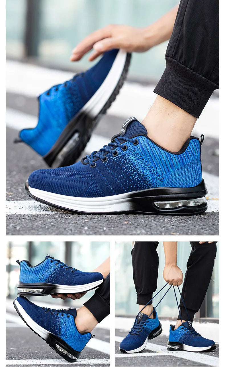 Safety Shoes Men Women Work Safety Boots Steel Toe Shoe Puncture Proof Air Cushion Work Sneakers Light Fashion Work Shoes Unisex