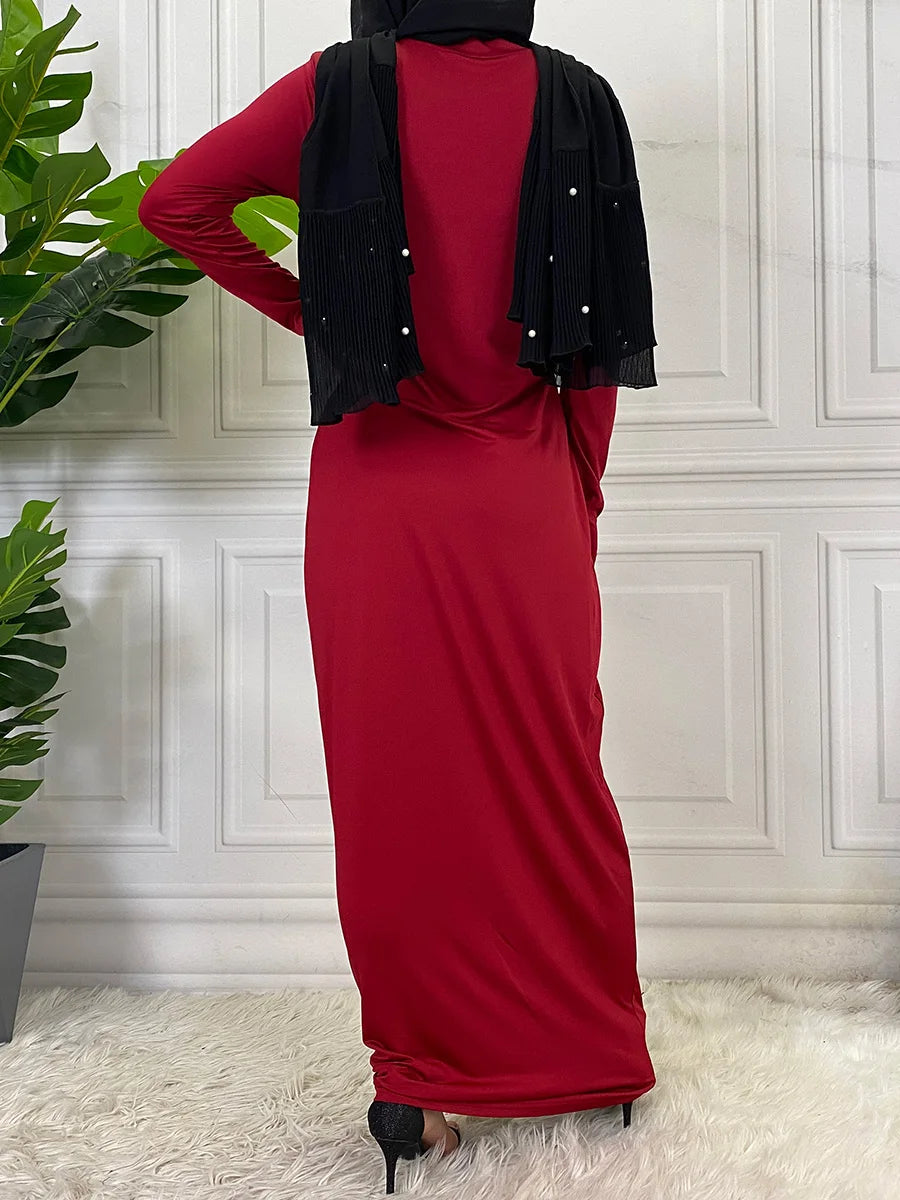 Muslim Middle East new fashion base solid color dress Dubai Turkey Arab elegant popular women's dress