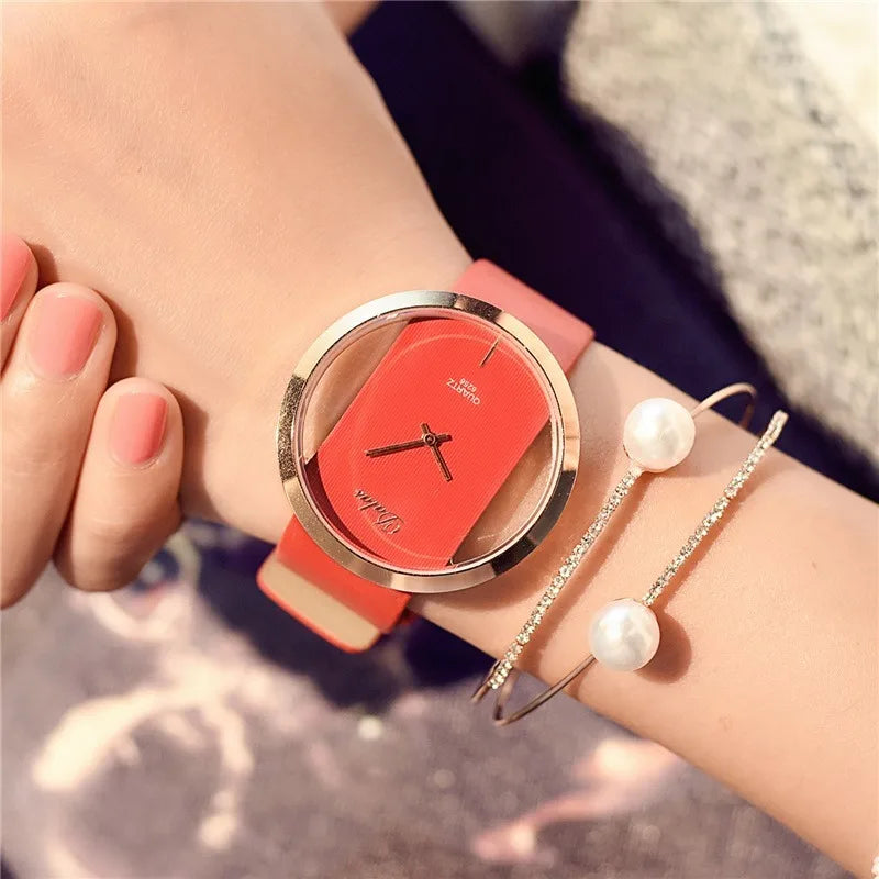 Famous Watch for Women Luxury Leather Skeleton Strap Watch Dress Watch Casual Quartz  Watch Stainless Steel Watch часы женские
