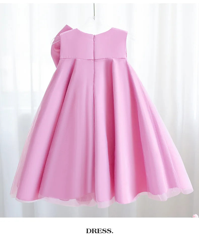 2 3 4 5 6 7 8 Years Summer Girls Dress Sleeveless Bow Elegant Little Princess Dress Piano Performance Costumes New Kids Clothes