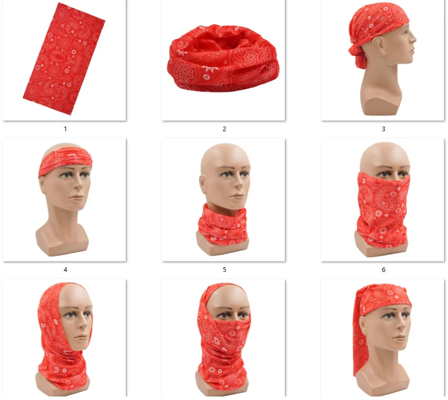 Red Bandana Face Mask Cycing Hiking Running Yoga Hair Bandannas Headband for Women Men Cooling Neck Gaiter Covering Balaclava