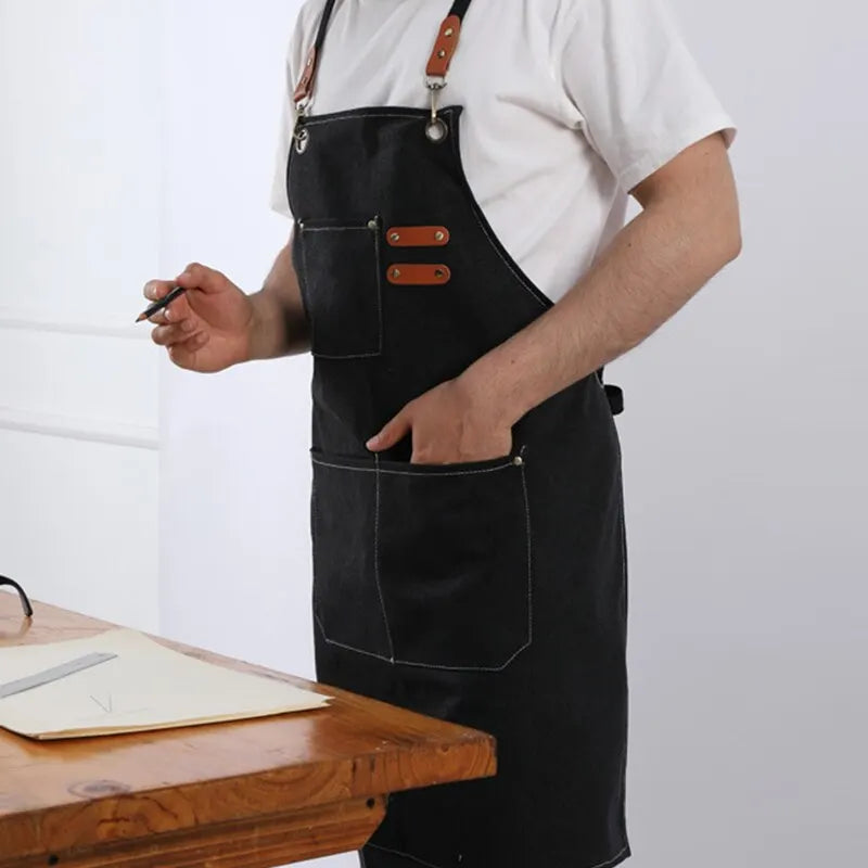 Sleeveless Canvas Apron Home Kitchen Gardening Cowboy Work Dress Women's Kitchen Restaurant Work Apron