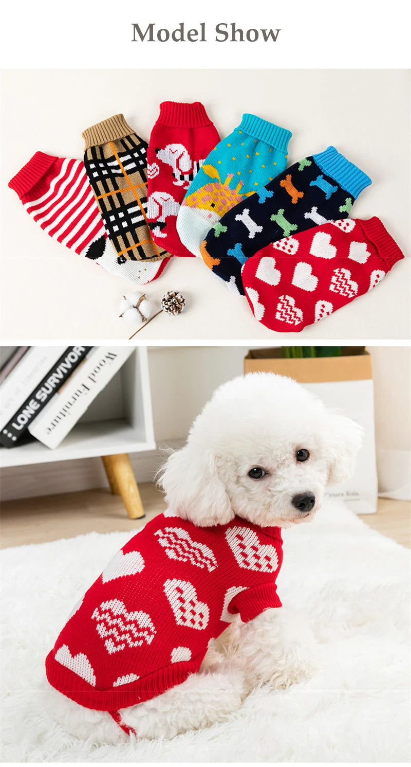 Christmas New Year Clothes for Cat Animal Print Breathable Pet Supplies Small Dog Sweater Keep Warm York Dog Winter Jacket