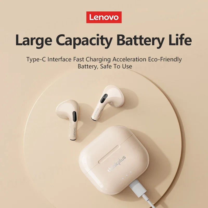 Choice Lenovo LP40 Plus Bluetooth Earphones Wireless Headset Stereo Gaming Sports Earbuds Noise Reduction Headphones With Mic