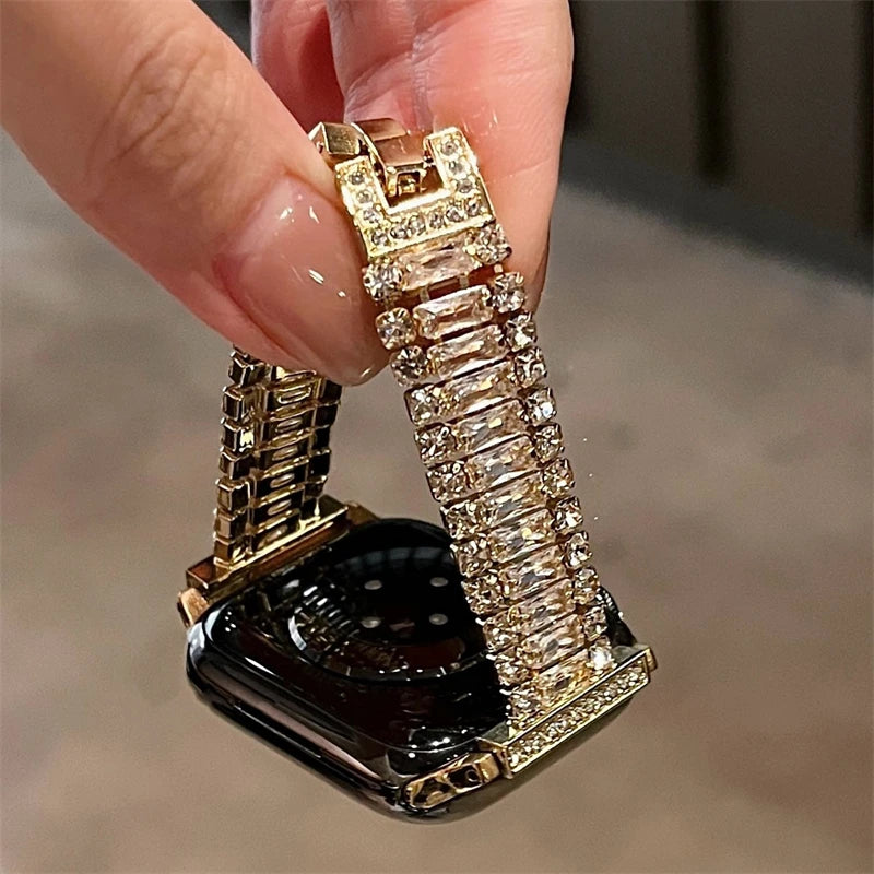 Glitter Diamant Metaalband Vir Apple Watch Reeks 9 8 7 6 SE 4 5 45/44/42mm Slank Vroue Armband IWatch Ultra 2 49mm 40mm 38mm