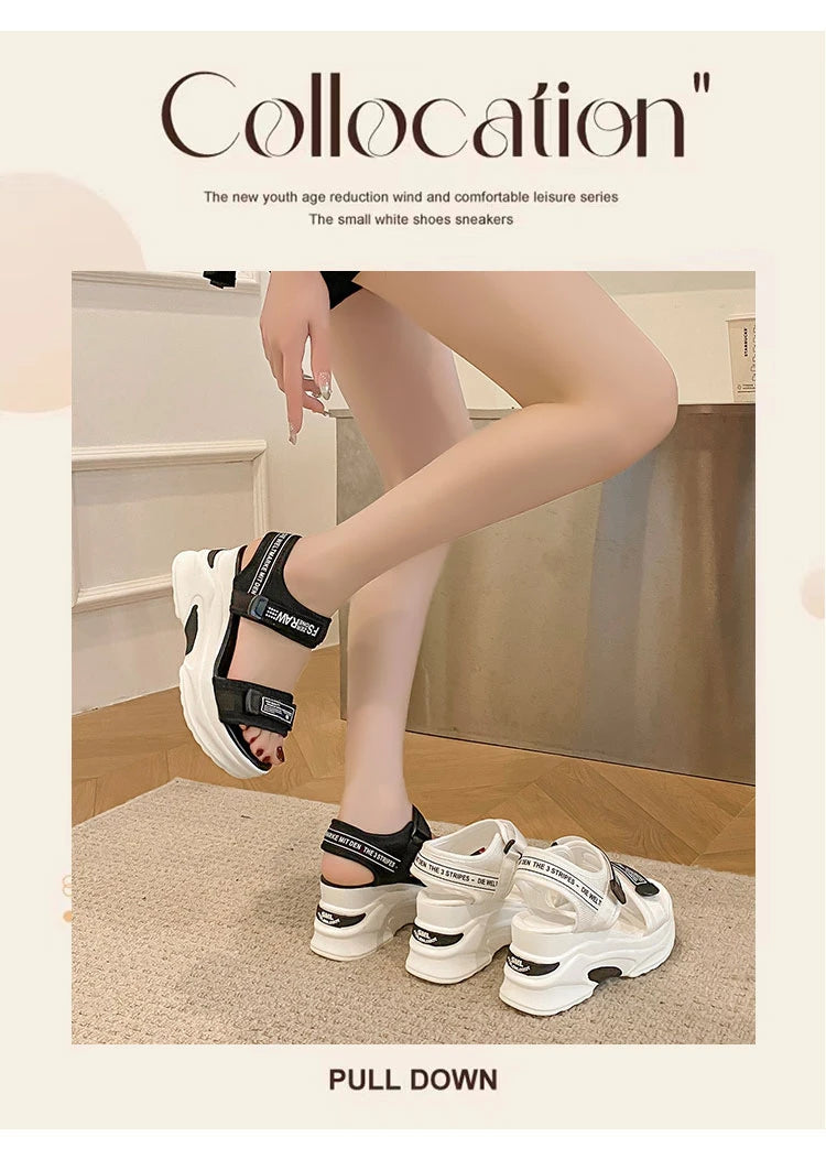 Sports Sandals for Women 2024 New Summer Fish Mouth Wedge Muffin Platform Daddy High Heels To Increase Women's Shoes