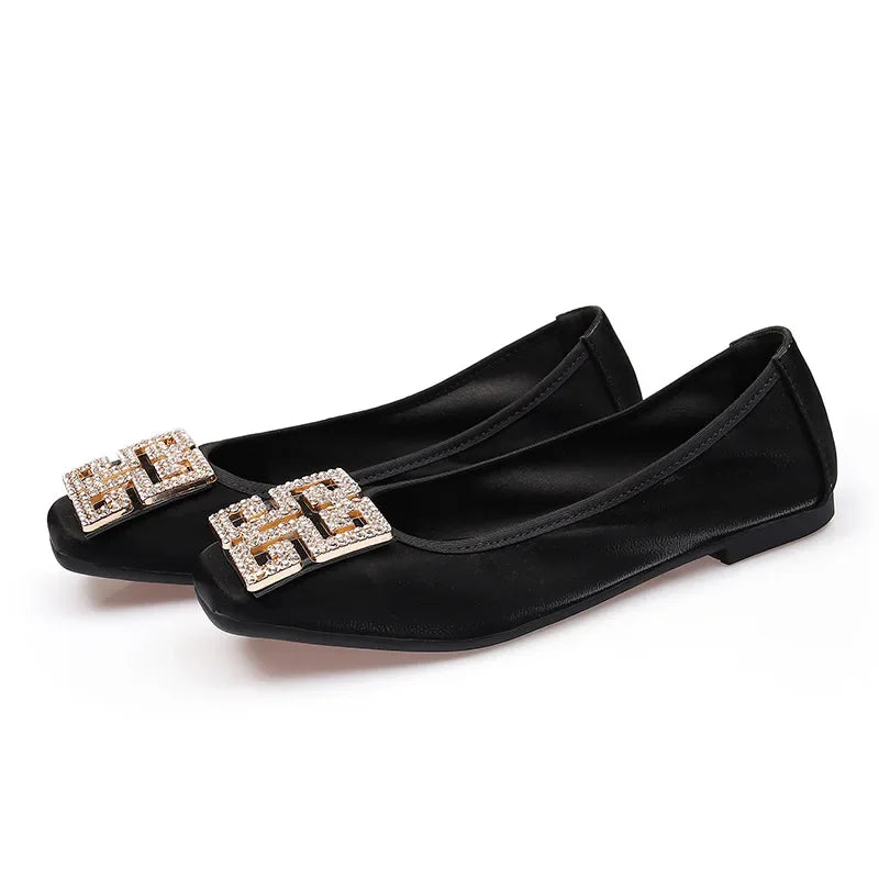 Comemore Leather Slip on Shoes for Women Ballet Flats Shallow Female Flat Shoe Red 2024 Spring Summer Fashion Women's Moccasins