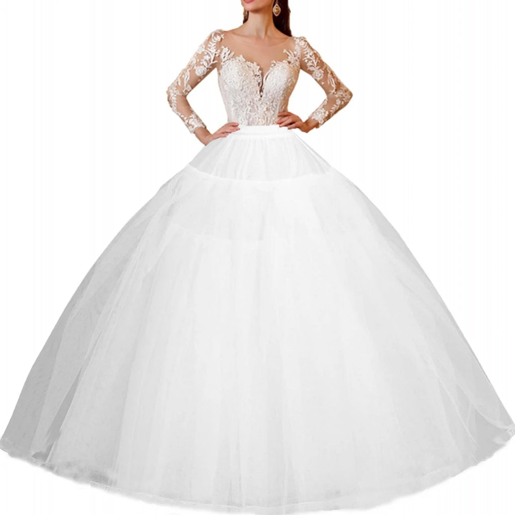Hoopless Petticoat Crinoline Underskirt Skirt 6 Layers Floor Length Ball Gown Petticoat Underskirt Slip for Wedding Dress