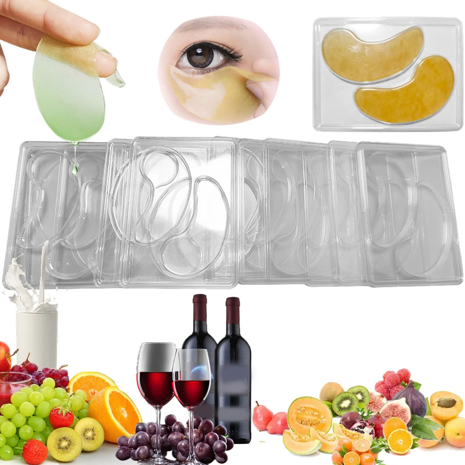 12Pcs Under Eye Patches Molds DIY Healthy Natural Reusable Transparent Eye Mask Patch Tray Plate Face Mask Patch Molds