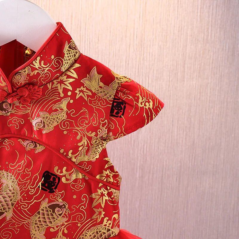 Vestido Girls Dresses Spring Summer Children's Chinese Style Dress Kids Cheongsam Princess Dresses for Girls Baby Tutu Clothing