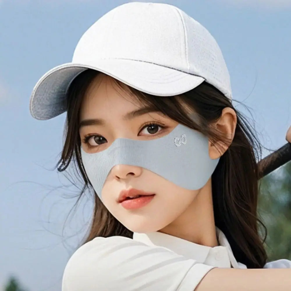 Breathable Elastic Ice Silk Mask UV Protection Sunscreen Veil Golf Face Mask Solid Color Thin Sunscreen Eye Patches Fishing