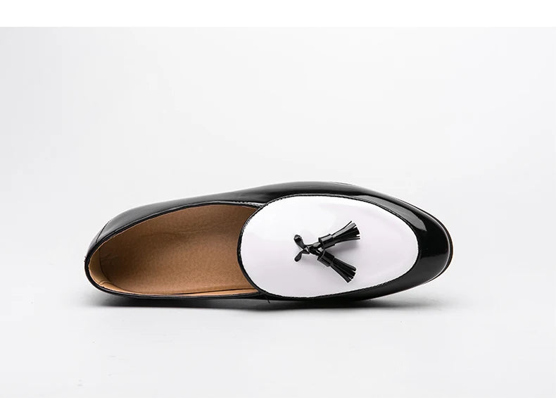 LUXURY ITALIAN LOAFERS MEN DRESS SHOES FASHION HAND-MADE SLIP ON TASSEL LOAFERS WEDDING OFFICE SHOES CASUAL MEN SHOES LEATHER
