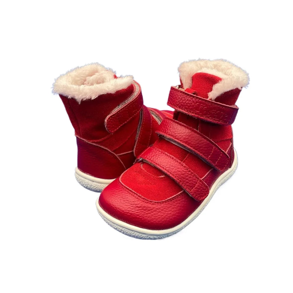 TipsieToes Top Brand Barefoot Genuine Leather Baby Toddler Girl Boy Kids Shoes For Fashion Winter Snow Boots 3 Straps Fur Inside
