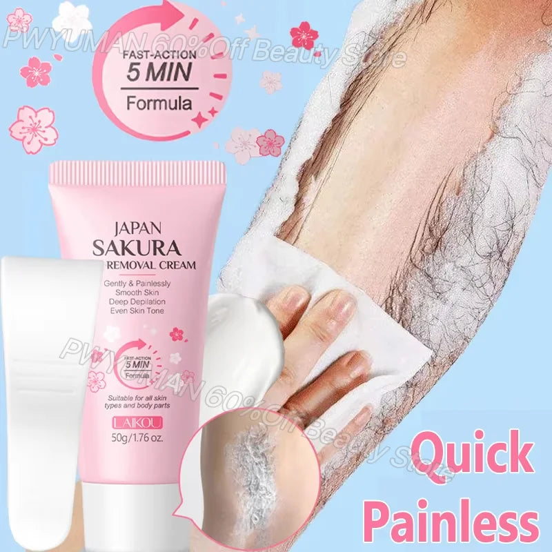 Sakura Hair Removal Cream Fast Painless Hair Growth Inhibitor Arm Armpit Legs Intimate Areas Permanent Depilatory for Men Woman