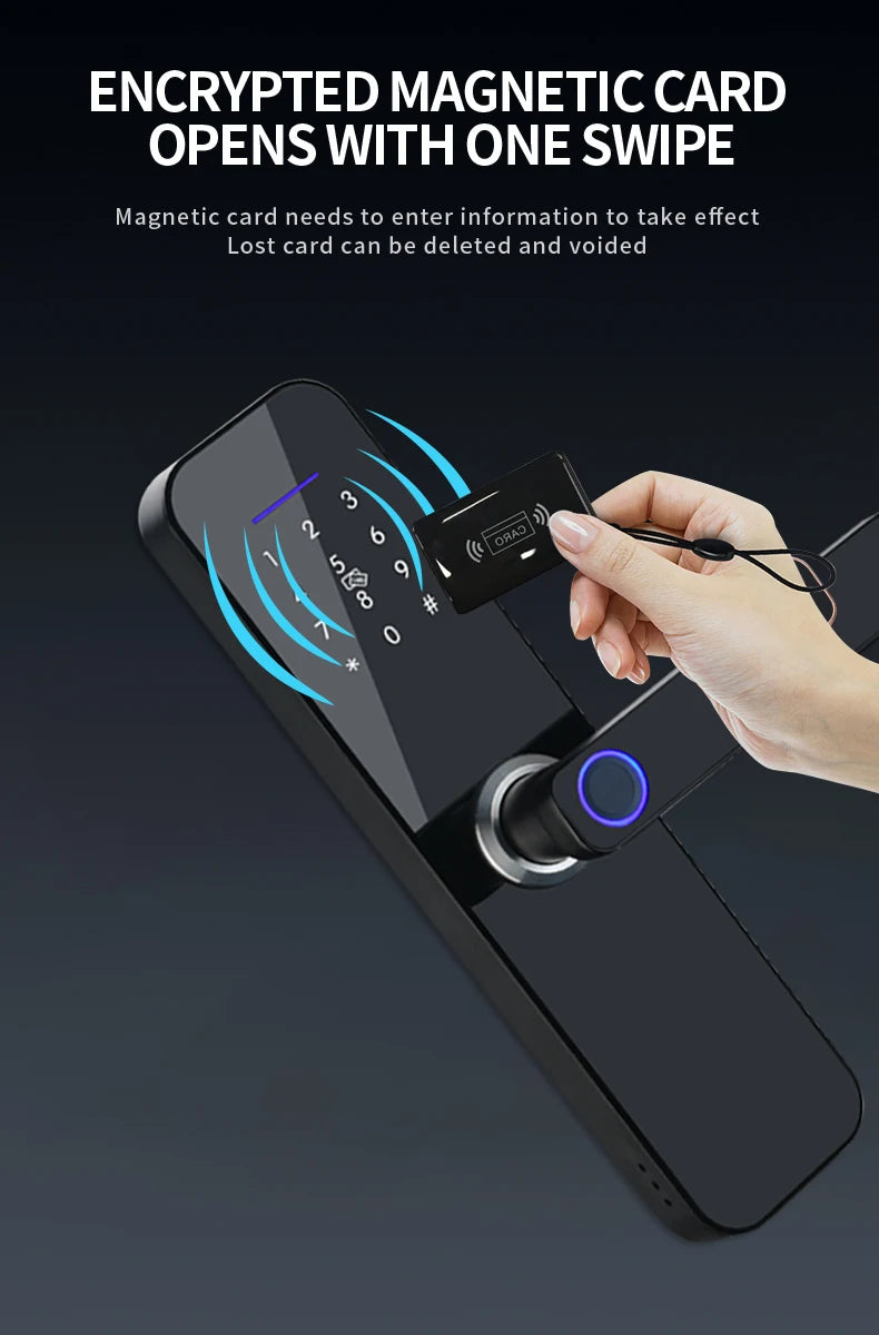 RAYKUBE F005 IP65 Waterproof Tuya Wifi Lock Electronic Smart Door Lock With Fingerprint/Smart Card/Password/Key/APP Unlock