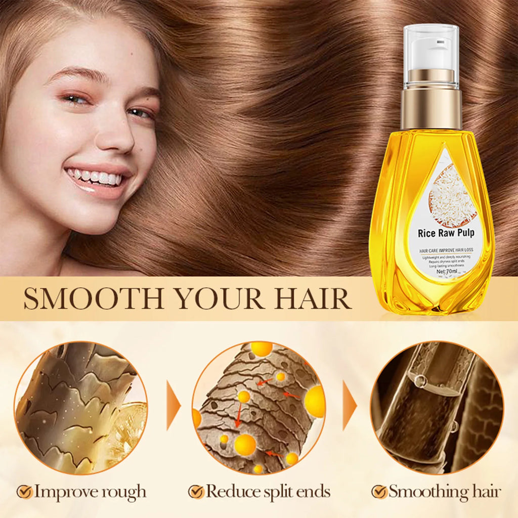 70ml Bioaqua Rice Hair Care Essential Oil Hair Growth Oil For Men And Women Hair Growth Oil Hair Care Curly Hair
