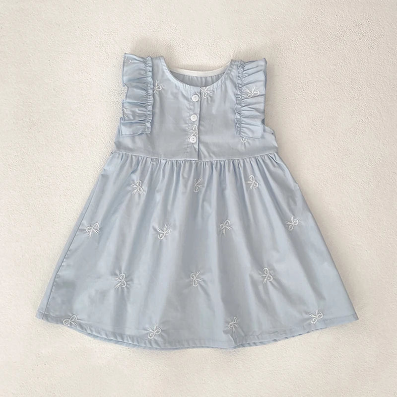 1-6Yrs Summer Girls Dress Baby Clothes Fashion Smocking Stitch Girls Dress Puff Sleeve Floral Cotton Baby Girls Princess Dresses