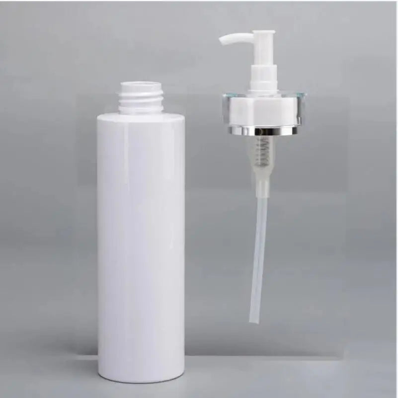 10pcs/lot 100-500ml  White PET Refillable Bottle For Liquid Makeup Plastic Pump Bottle For Lotion Shampoo Containers