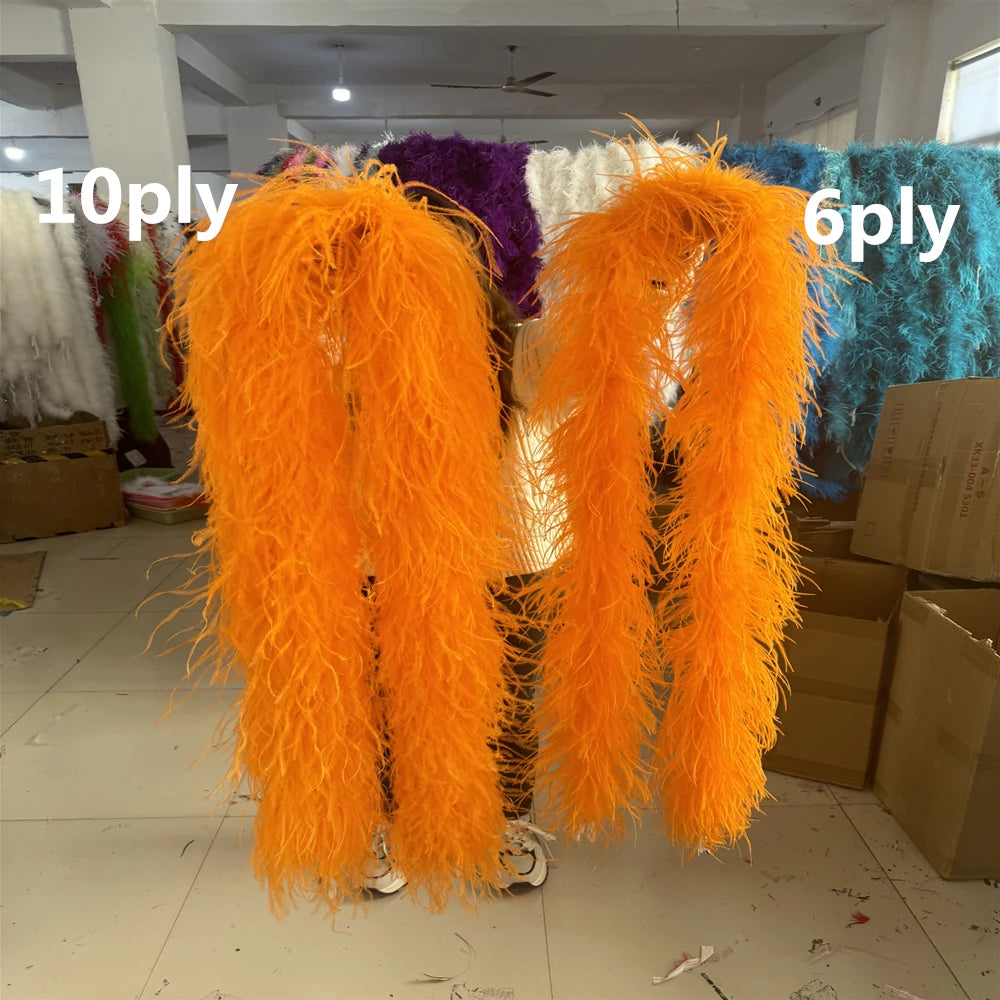 2M Royal blue Natural Ostrich Long Feathers Boa Decoration for Party Wedding Dress Shawl Clothes Sewing Accessories Crafts Plume