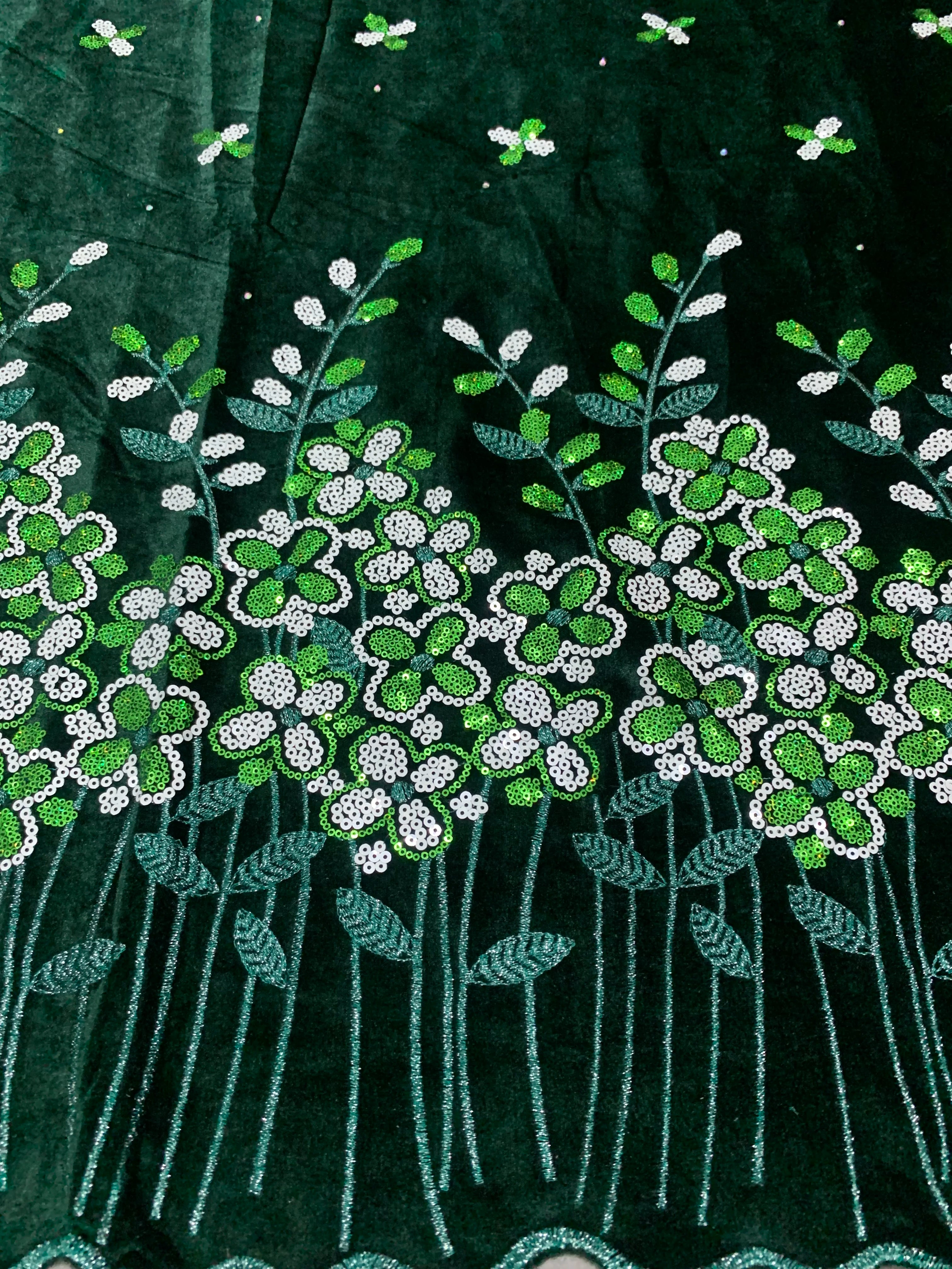 2023 New African Velvet Lace Fabric 5 Yards High Quality Wedding Dress Luxury Sequins Embroidery Nigerian Lace Fabric