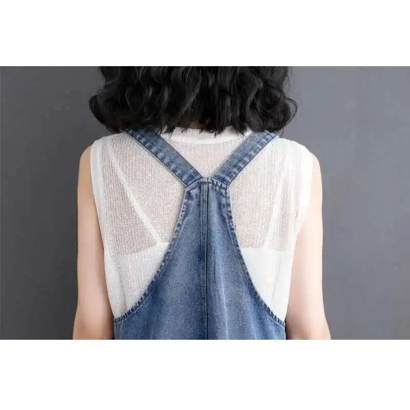 [EWQ] Sweet Women's Denim Dress Patchwork Contrasting Print Design Big Zise Casual Clothing Beautiful Sing Dresses 16O1075