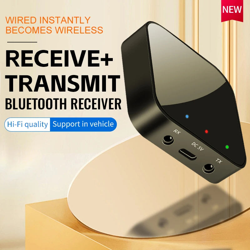 Bluetooth 5.3 Car Transmitter and Receiver Wireless 3.5mm Aux Audio Adapter Bluetooth Car Music Receiver for Headphones Speaker
