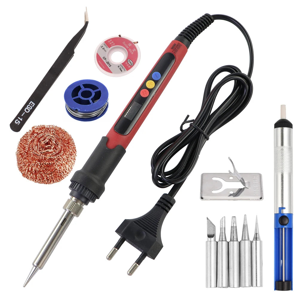 90W Digital Electric Soldering Iron Set With Adjustable Temperature Fast Heat Electronic Repair Tool With Soldering Iron Head