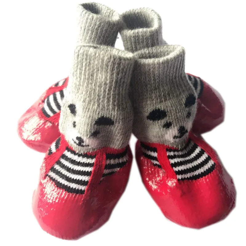 4pcs/lot Winter Warm Dog Socks Anti-Slip Rain Snow Boots Waterproof Puppy Chihuahua Dogs Shoes Booties for Small Large Dogs
