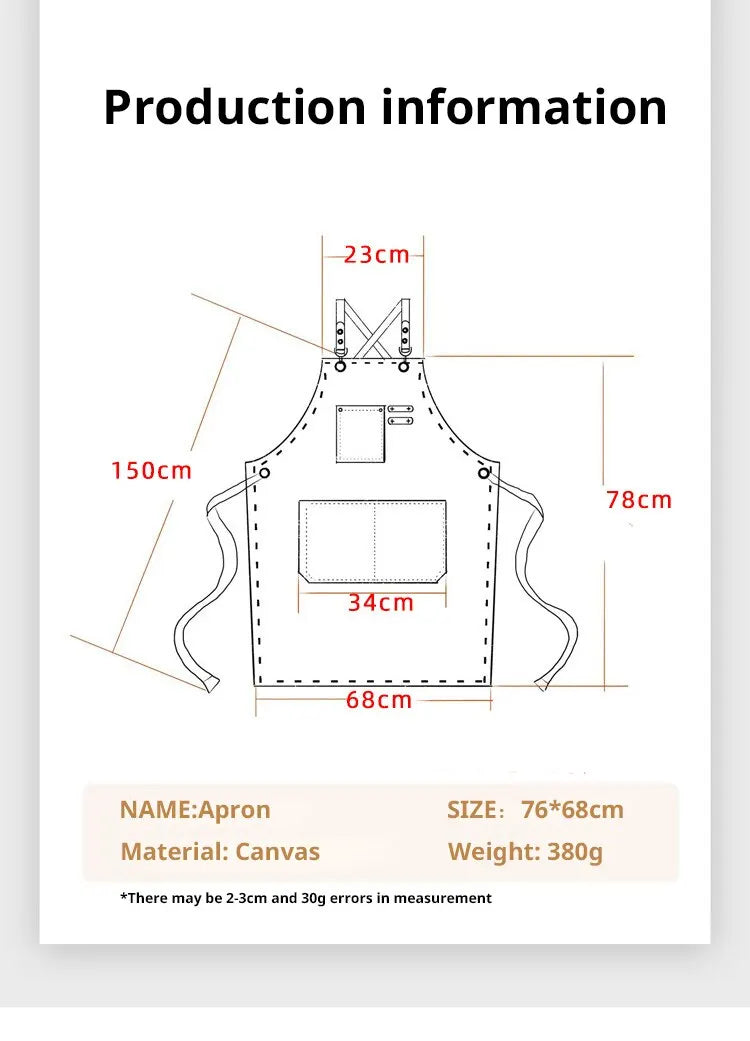 Sleeveless Canvas Apron Home Kitchen Gardening Cowboy Work Dress Women's Kitchen Restaurant Work Apron