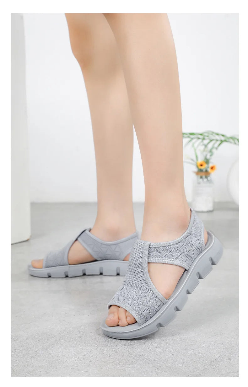 Summer 2026 Women's Breathable Sandals Thick Soled Casual Women's Shoes Half Slippers Mesh Flat Sandals Clearance Treatment