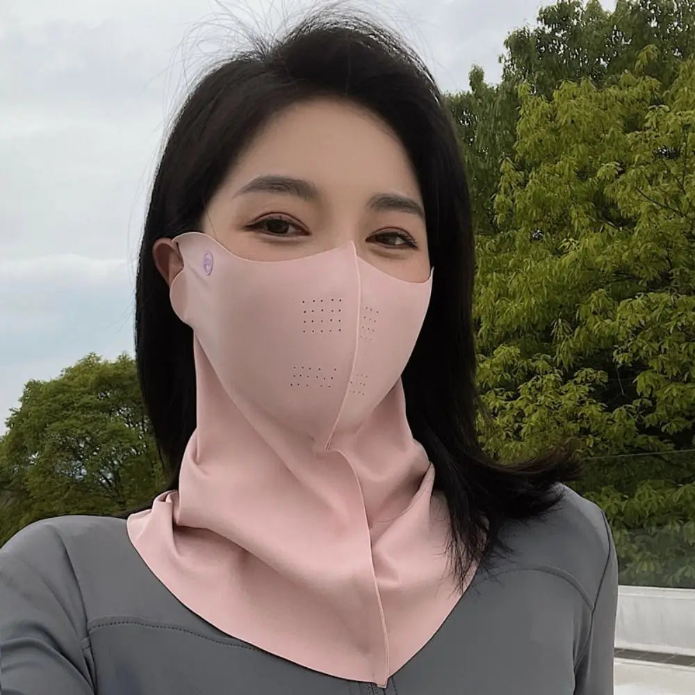 Ice Silk Sun Protection Mask Breathable Dustproof Anti-UV Neck Scarf Summer Outdoor Cycling Cool Sunshade Face Mask UPF50+