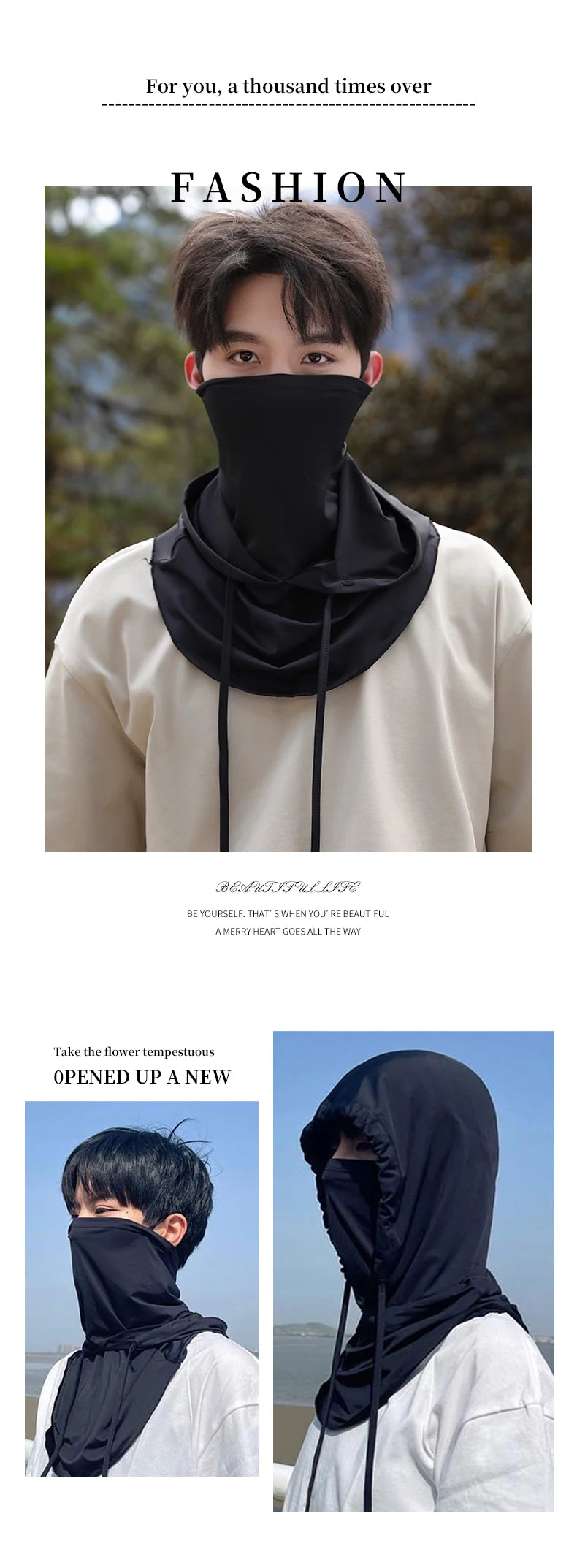 2Pcs Breathable Full Head Mask and Arm sleeve Set Unisex Summer Cooling Long Balaclava Face Mask Neck Cover for Cycling Fishing