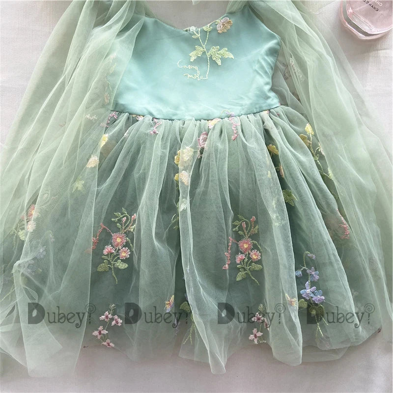 2026 Baby Embroidery Dress Girl Summer Dress Floral Bows Sleeveless Ballarina Dance Performance Dress Girls Tutus Clothes