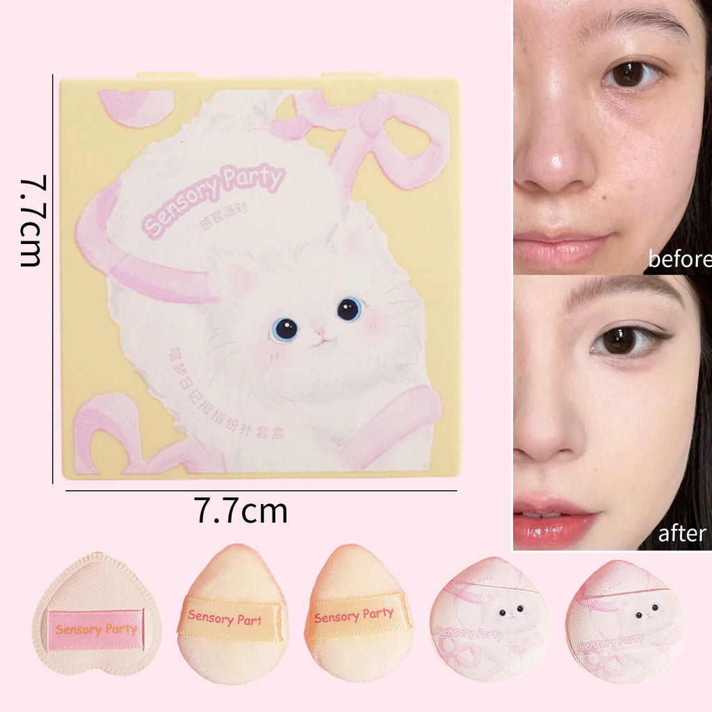 5pcs Mini Makeup Puffs Professional Finger Cosmetic Air Cushion Sponge Powder Puff Foundation Detail  Make Up Sponge Beauty Tool