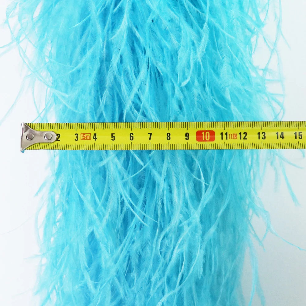 2M Royal blue Natural Ostrich Long Feathers Boa Decoration for Party Wedding Dress Shawl Clothes Sewing Accessories Crafts Plume