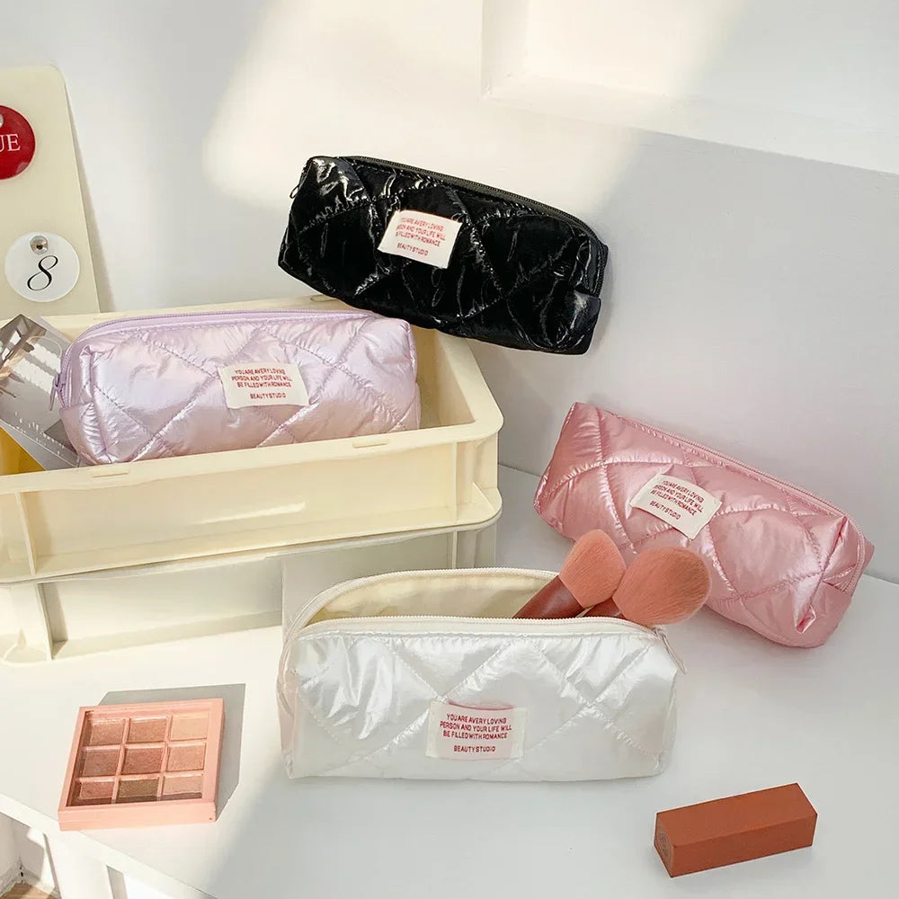 Large Capacity Make Up Kit Portable Travel Toiletries Skincare Organizer Pouch New Fashion Rhombus Shiny Clutch Cosmetic Bag