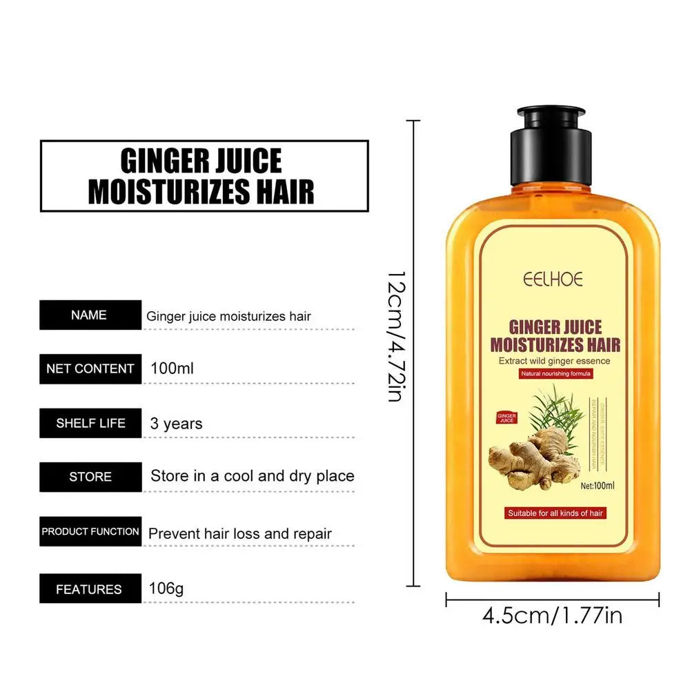 Herbal Ginger Hair Shampoo Hair Growth No Silicone Oil Control Anti Dandruff Itching Cleansing Professional Hair Treatment 100ml