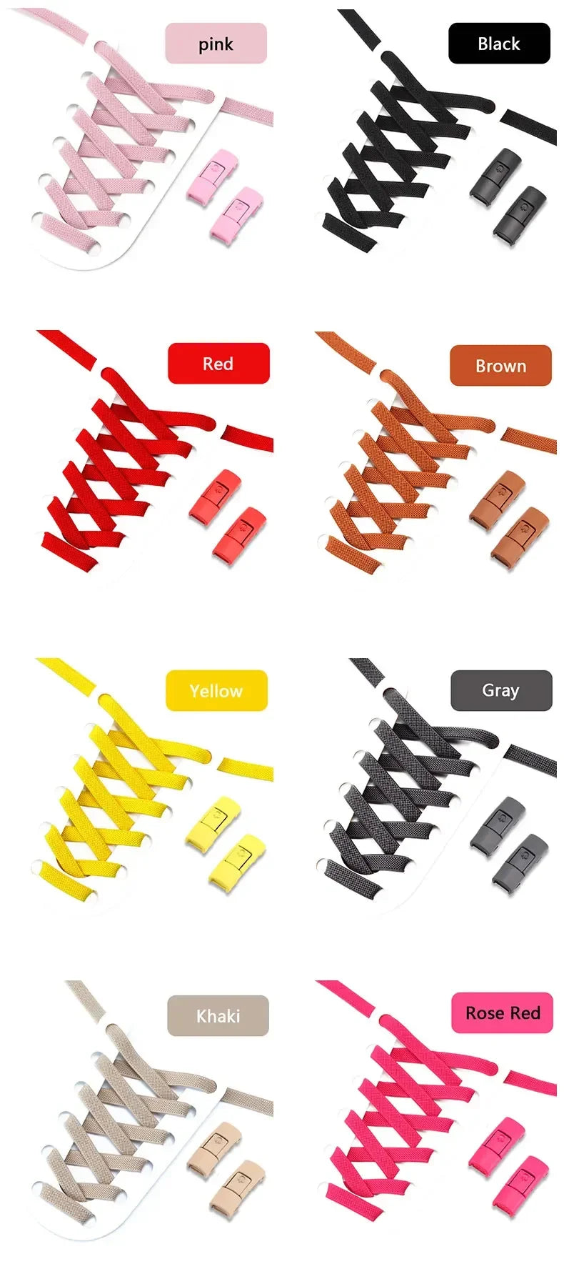 8MM No Tie Shoe Laces Press Lock Shoelaces Without Ties Elastic Laces Sneaker No Tie Shoelaces for Shoe Accessories Lacci Scarpe