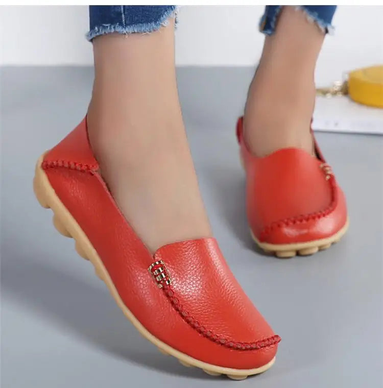 Women Flats Genuine Leather Casual Shoes Woman Moccasins Women's Loafers Nurse Shoe Slip On Shoes Women Plus Size Ballerinas