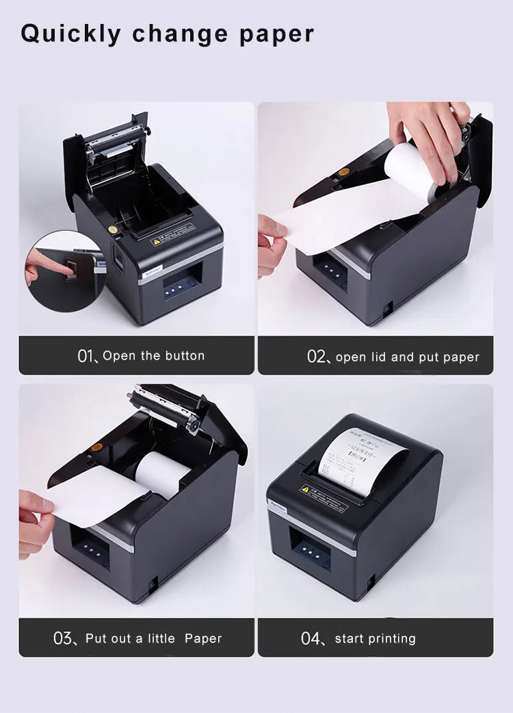 Xprinter 80mm Thermal Receipt Printer with Auto  cutter 200mm/s Print speed with USB+Ethernet/Bluetooth/wifi  XP-N160II 80T T80A